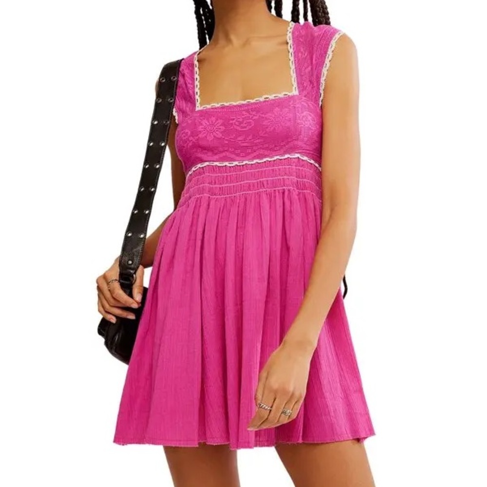 NEW! Free People Heartland Mini Dress, Boho Pink Island Flower, Size Small